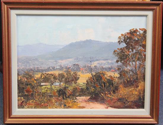 John Colin Angus (1907-2002) Farm in the Eldorado hills; Morning sunlight, Eldorado; The Kiewa Valley and Dusk in the Mitta Valley, lar